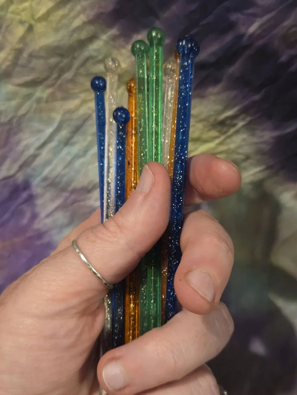 vintage cocktail stir swizzle sticks multicolor sparkle confetti 13 MCM